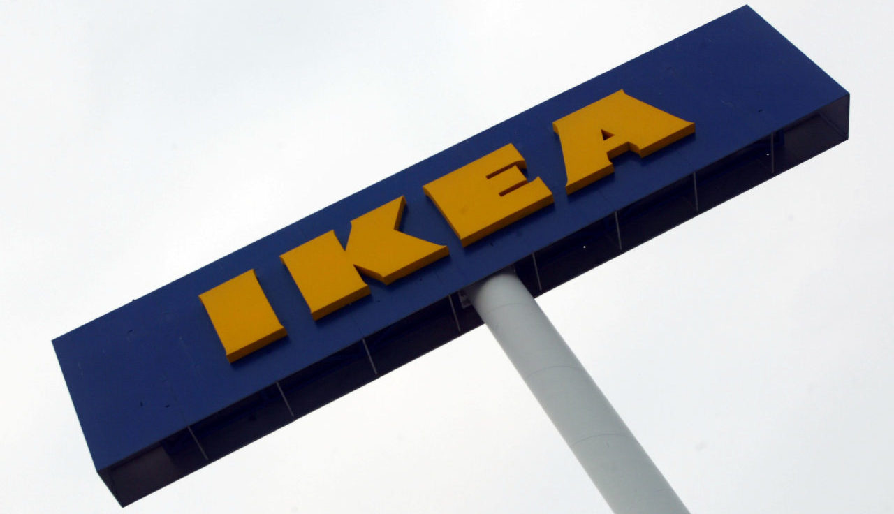 PLAISIR - JANUARY 13: The IKEA logo is shown outside the company's store January 13, 2003 in Plaisir, Paris.