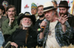ST LOUIS, MO - OCTOBER 04: Willie Nelson and Neil Young attends the press conference for Farm Aid 2009 at the Verizon Wireless Amphitheater on October 4, 2009 in St Louis, Missouri.