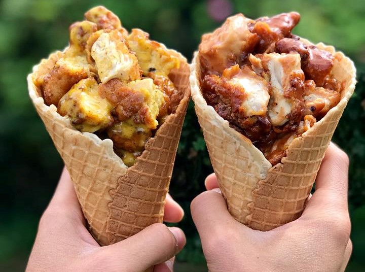 Fried chicken waffle cone