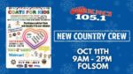 Join New Country Crew on Oct 11 for the Sacramento Sheriff's Annual Winter Coat Drive happening at Walmart in Folsom (1018 Riley St.) from 9am to 2pm.